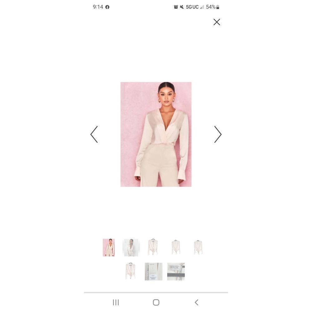NWOT House of CB Aliza Blush Satin Cross Over Bodysuit sz Medium